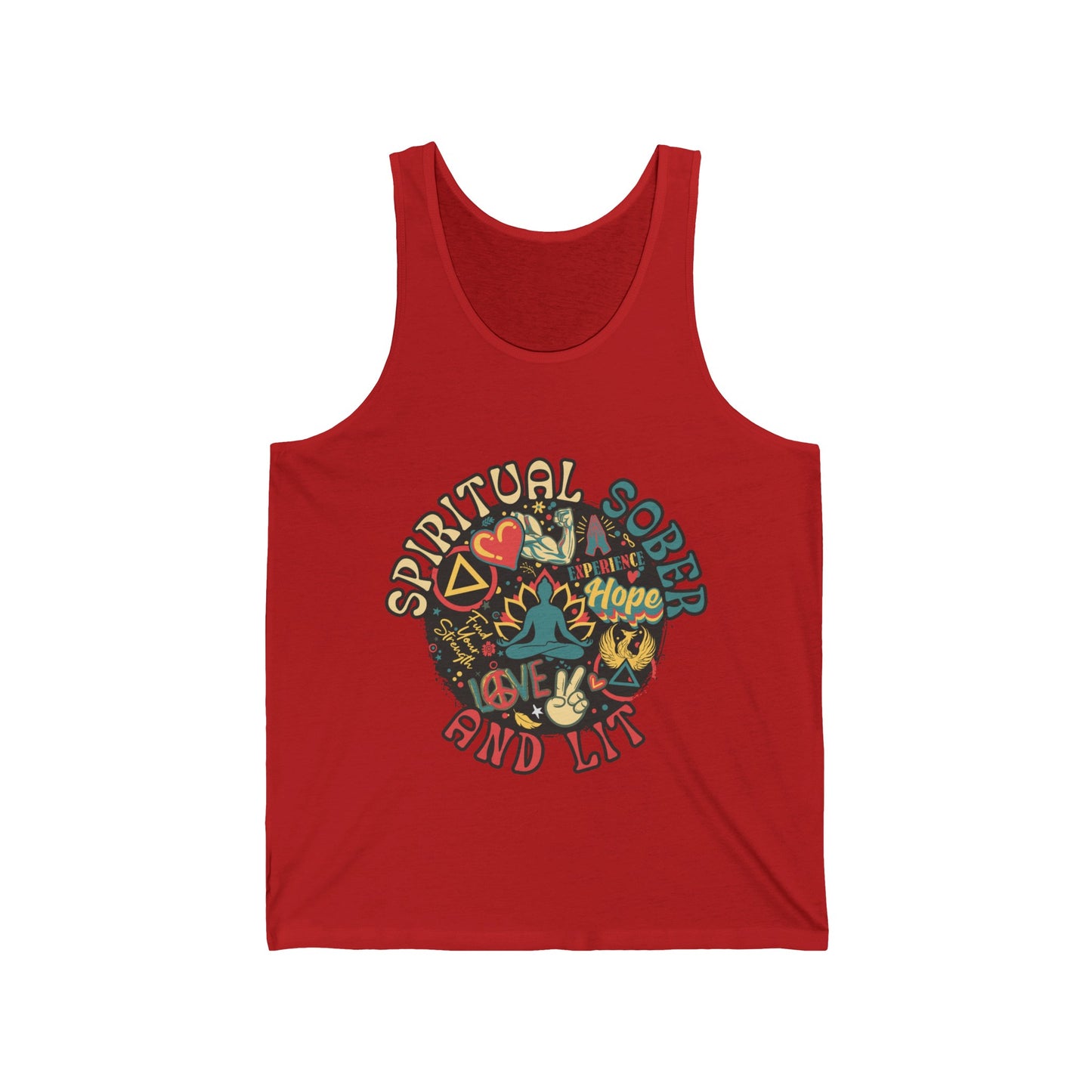 Spiritual Sober and Lit Unisex Jersey Tank