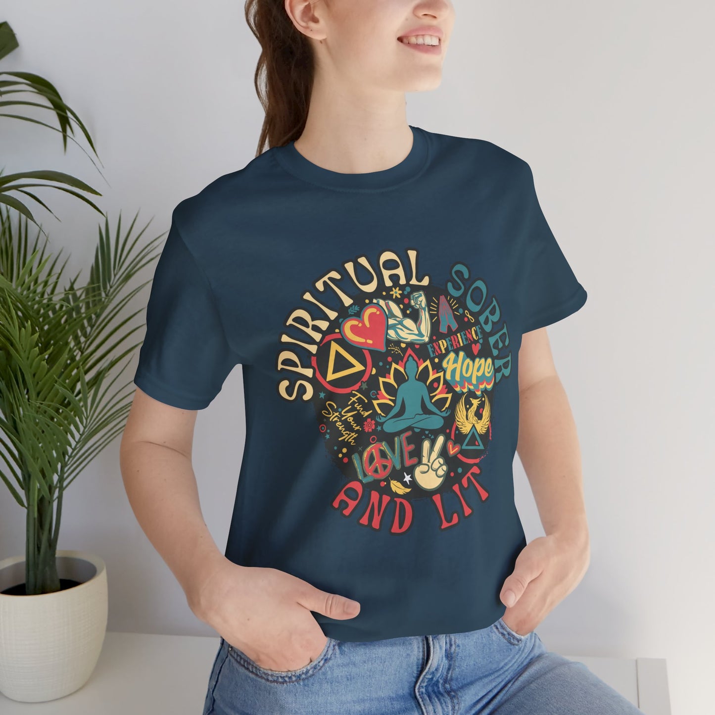 Spiritual, Sober, and Lit - Unisex Jersey Short Sleeve Tee