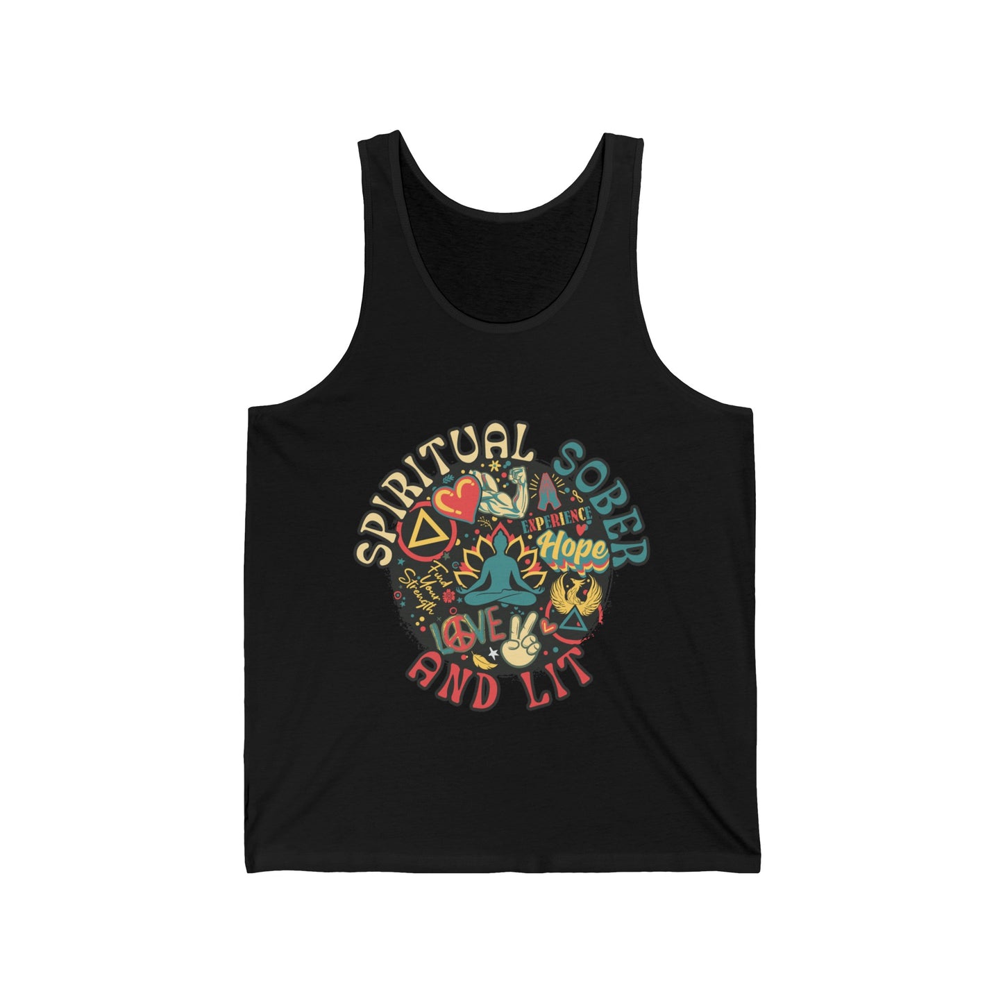 Spiritual Sober and Lit Unisex Jersey Tank