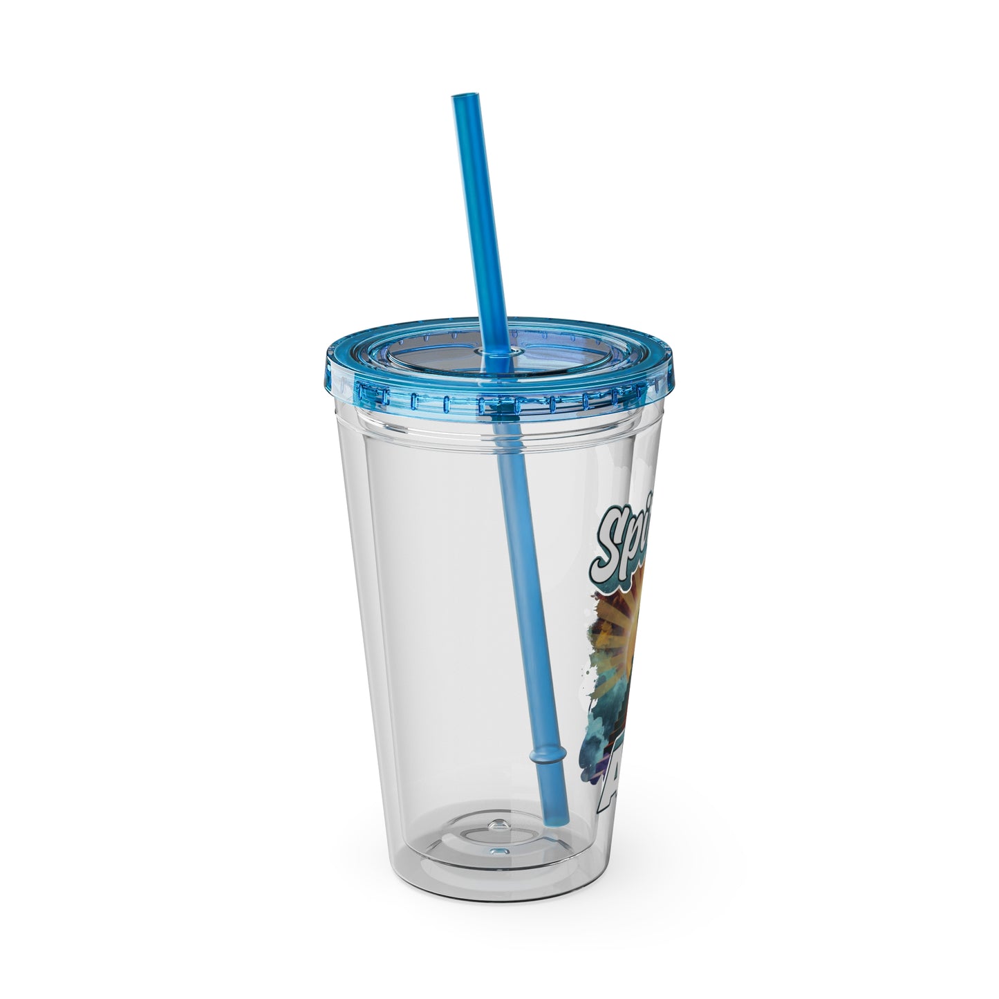 Spiritual AF Tumbler | 16oz Clear Sunsplash Cup with Straw | Vibrant Eco-Friendly Travel Mug for On-the-Go Hydration