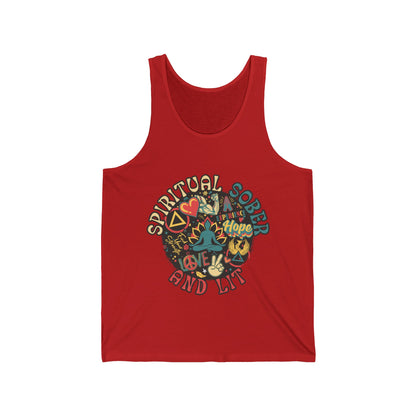 Spiritual Sober and Lit Unisex Jersey Tank