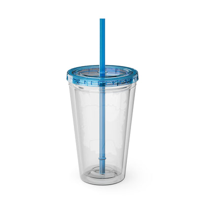 Spiritual AF Tumbler | 16oz Clear Sunsplash Cup with Straw | Vibrant Eco-Friendly Travel Mug for On-the-Go Hydration