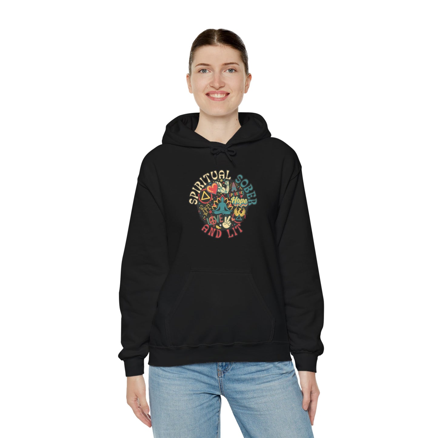 Spiritual Sober and Lit Unisex Heavy Blend™ Hooded Sweatshirt