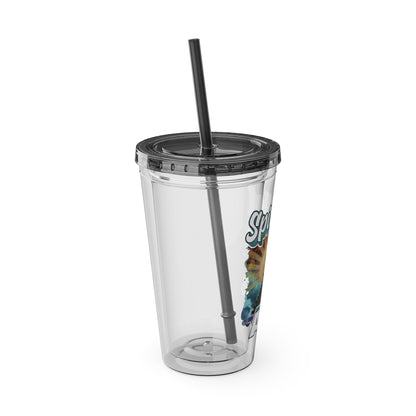 Spiritual AF Tumbler | 16oz Clear Sunsplash Cup with Straw | Vibrant Eco-Friendly Travel Mug for On-the-Go Hydration