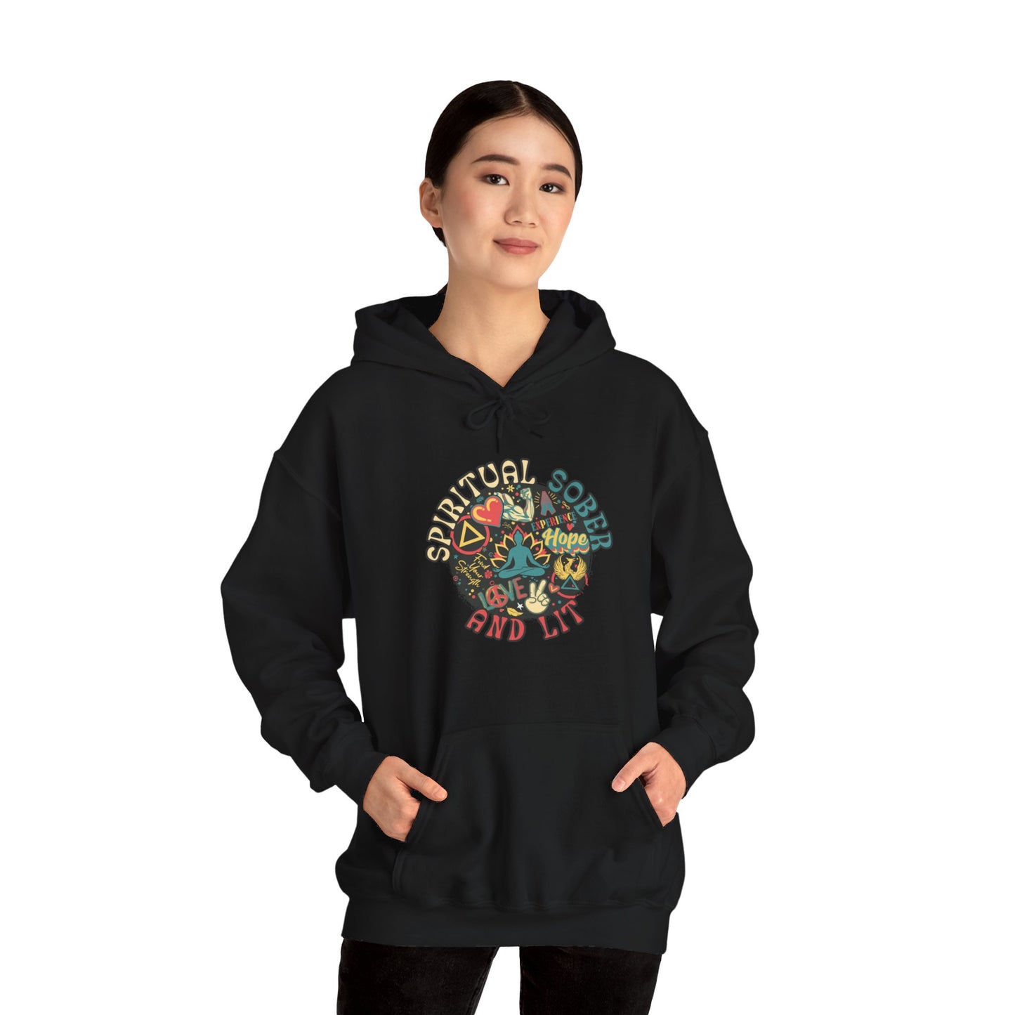 Spiritual Sober and Lit Unisex Heavy Blend™ Hooded Sweatshirt