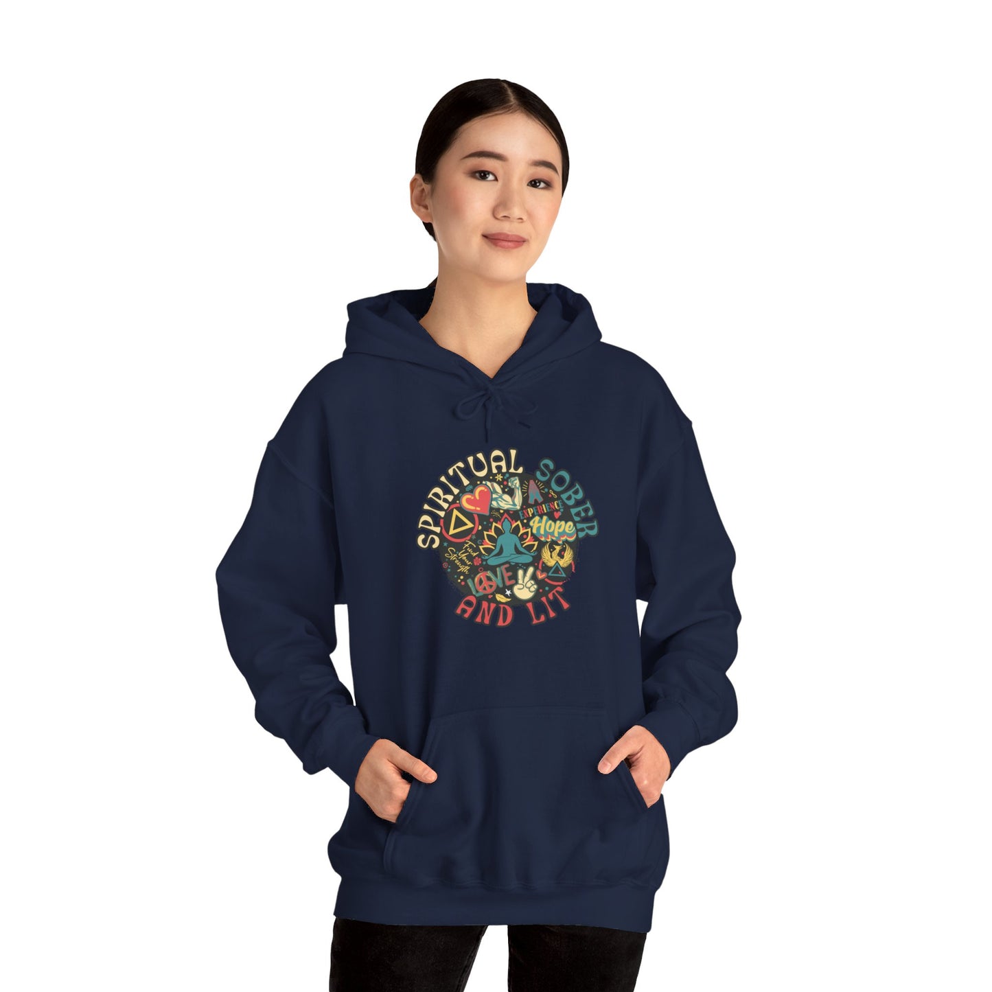Spiritual Sober and Lit Unisex Heavy Blend™ Hooded Sweatshirt