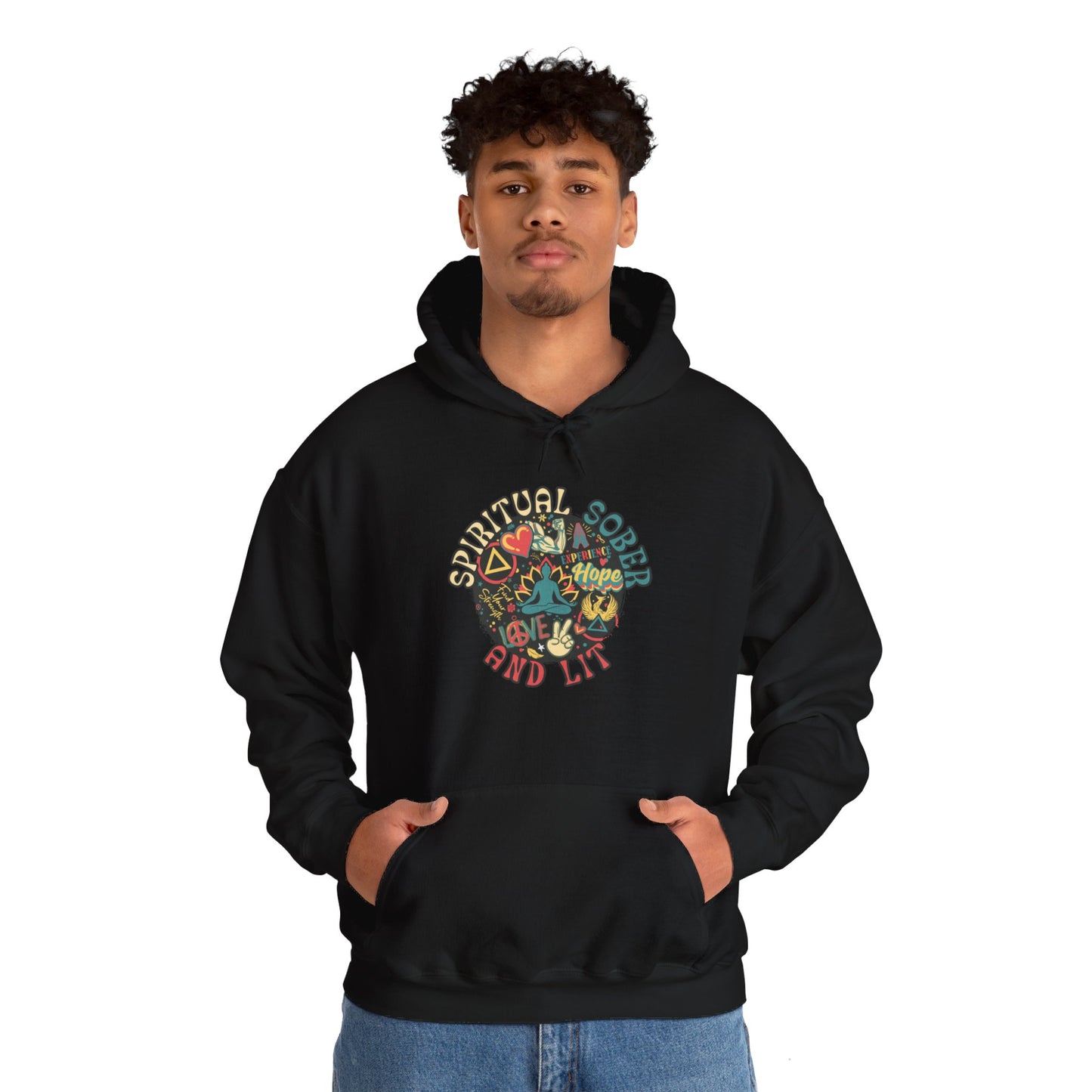 Spiritual Sober and Lit Unisex Heavy Blend™ Hooded Sweatshirt