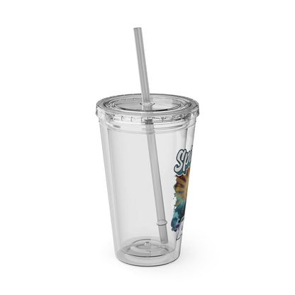 Spiritual AF Tumbler | 16oz Clear Sunsplash Cup with Straw | Vibrant Eco-Friendly Travel Mug for On-the-Go Hydration